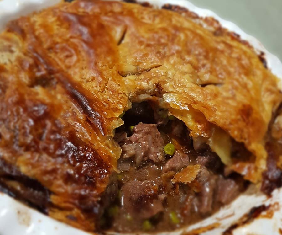 Beef Pie made from slow cooked chuck steak