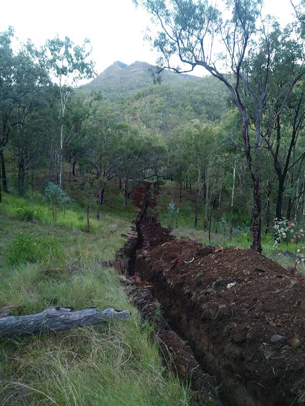 Long pipe run in trench for water transport